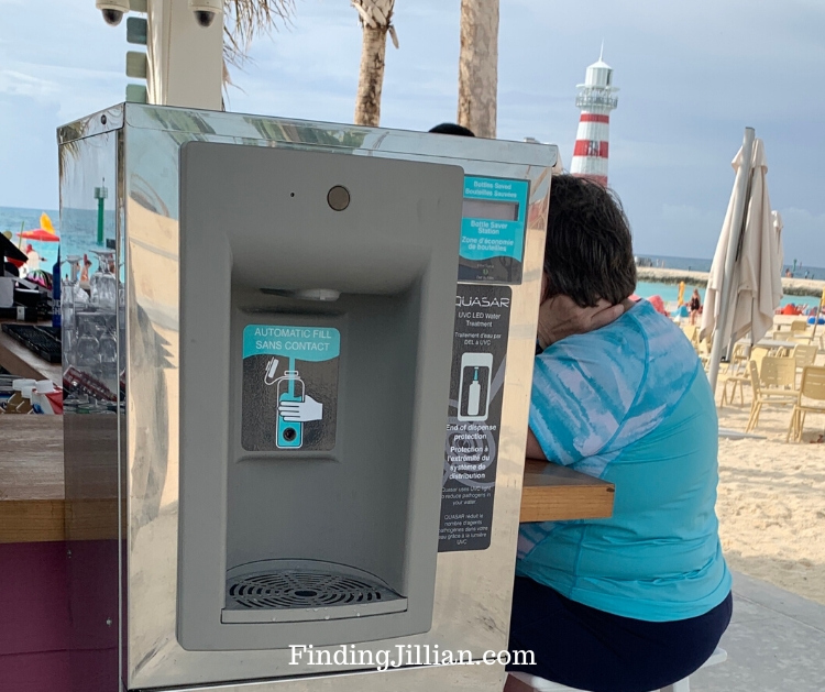 image of water bottle refill station on ocean cay