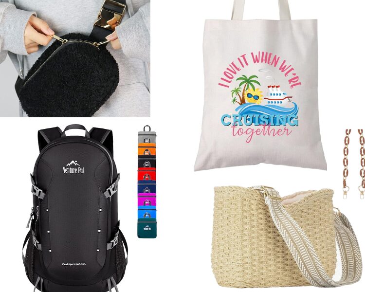 collage image of 4 day bags for a cruise